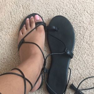Black lace up sandals